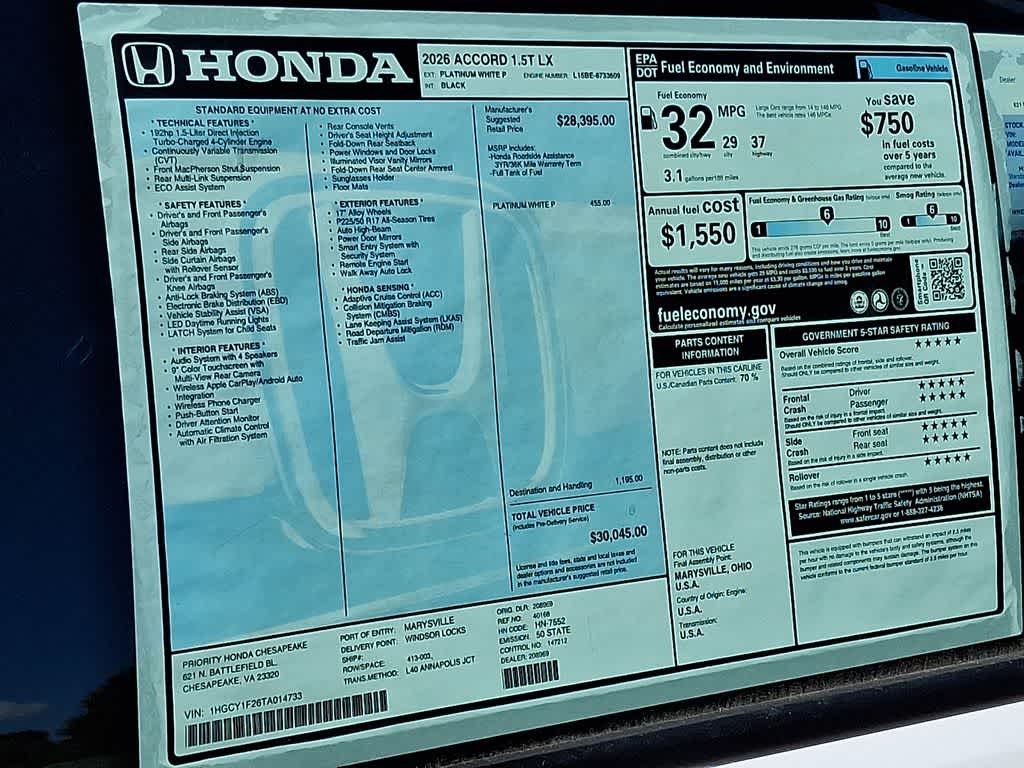 2026 Honda Accord LX
