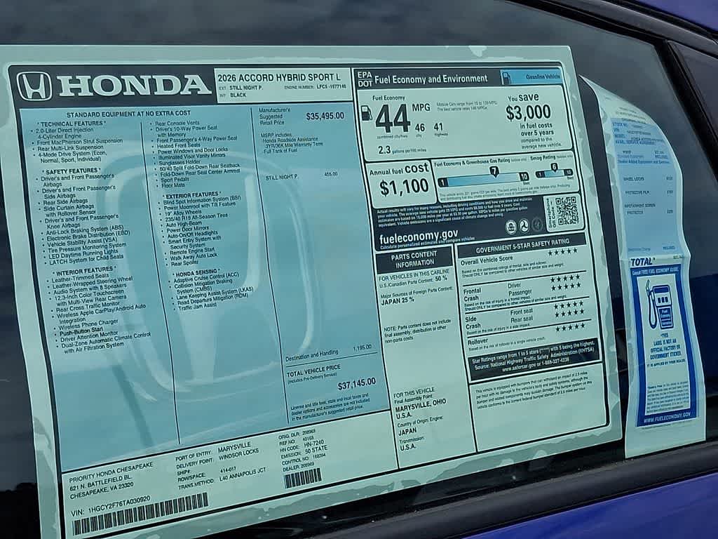 2026 Honda Accord Hybrid Sport-L