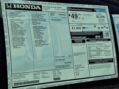 2026 Honda Civic Hybrid Sport