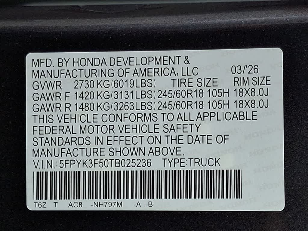 2026 Honda Ridgeline RTL
