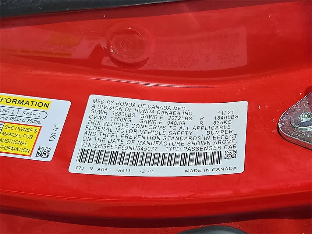 2022 Honda Civic Sport